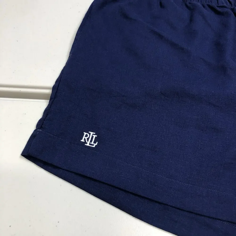 Lauren Ralph Lauren Women's Size L Linen Blend Navy Sleep Pajama Shorts NEW
